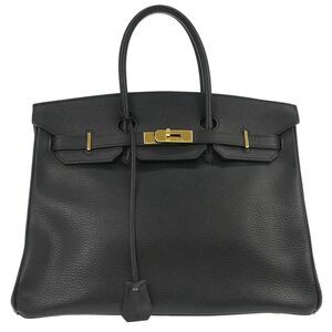 Hermes Birkin Handbag Black Ardennes With Gold Hardware Black Leather Handbag